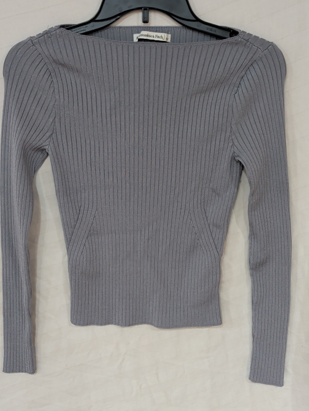 Abercrombie & Fitch Ribbed Long-Sleeve Sweater Top in Gray Size S